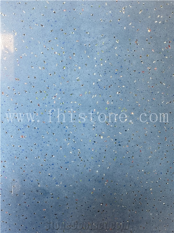 Blue Translucent Light Transmitting Terrazzo Floor Tiles