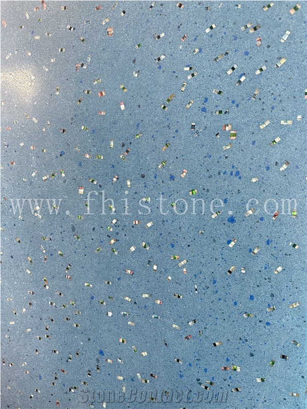 Blue Translucent Light Transmitting Terrazzo Floor Tiles