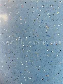 Blue Translucent Light Transmitting Terrazzo Floor Tiles