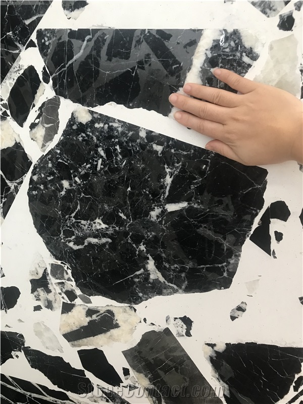 Large Aggregate Black Customized Bathroom  Terrazzo Slabs