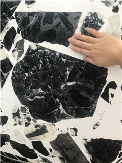 Large Aggregate Black Customized Bathroom  Terrazzo Slabs