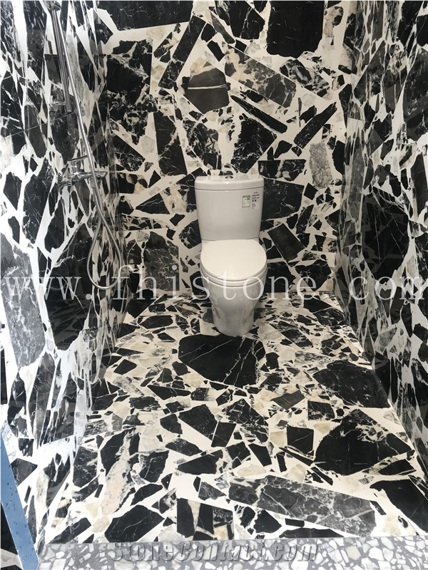 Large Aggregate Black Customized Bathroom  Terrazzo Slabs