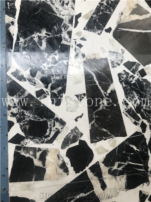 Large Aggregate Black Customized Bathroom  Terrazzo Slabs