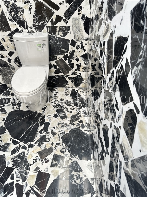 Large Aggregate Black Customized Bathroom  Terrazzo Slabs