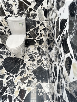 Large Aggregate Black Customized Bathroom  Terrazzo Slabs
