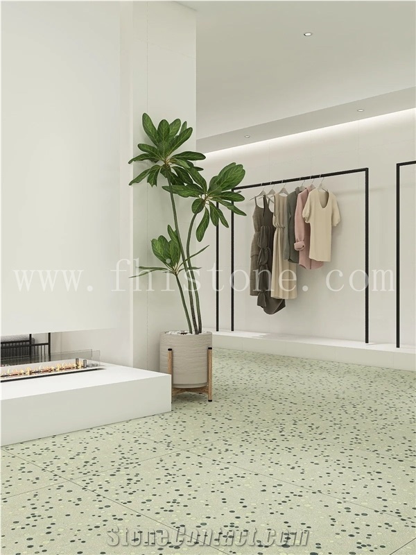 Light Green Bubble Slab Green Bubble Terrazzo Floor Tiles
