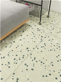 Light Green Bubble Slab Green Bubble Terrazzo Floor Tiles