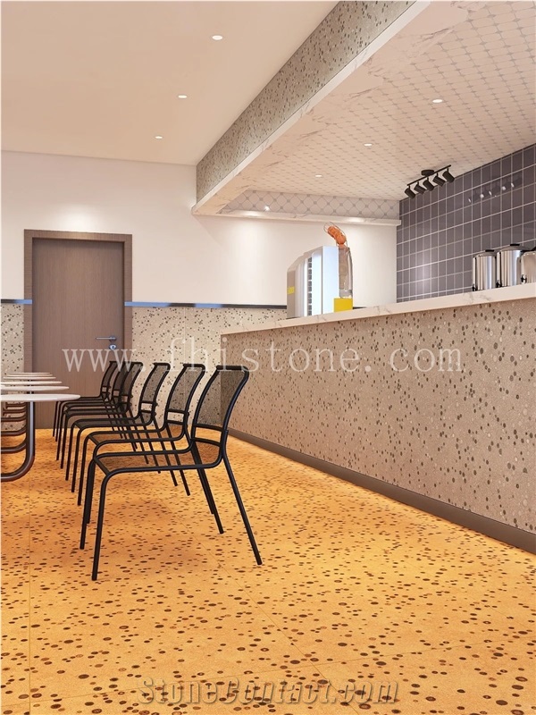 Orange Bubble  Slab Yellow Bubble Terrazzo Floor Tiles