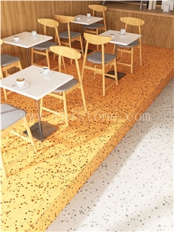 Orange Bubble  Slab Yellow Bubble Terrazzo Floor Tiles