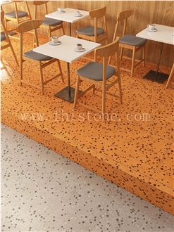 Orange Bubble  Slab Yellow Bubble Terrazzo Floor Tiles