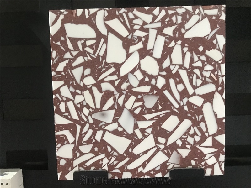 Red Recycled Ceramics Geometric Custom Terrazzo Slabs