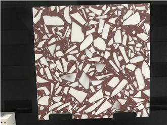 Red Recycled Ceramics Geometric Custom Terrazzo Slabs