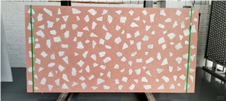 Red Terrazzo Geometric Custom Slab Mosaic Terrazzo Slabs