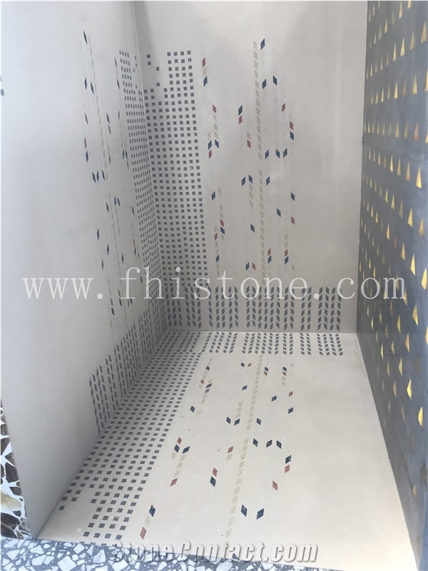 Rhombus Shape Terrazzo Mosaic Design Terrazzo Slabs