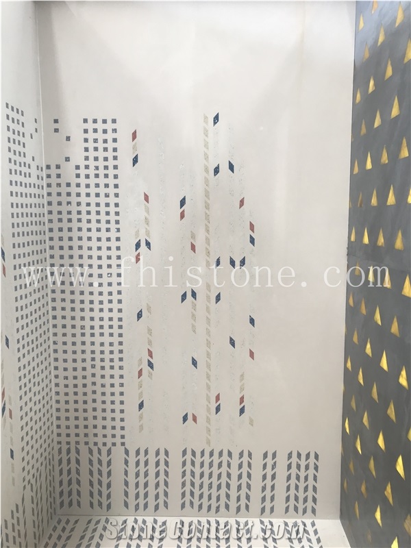 Rhombus Shape Terrazzo Mosaic Design Terrazzo Slabs