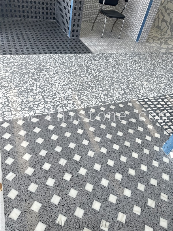 Square Mosaic Terrazzo Geometric Customized  Terrazzo Slabs