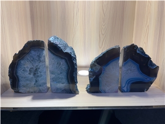 Semi-Precious Agate Bookends Polished Stone Handle