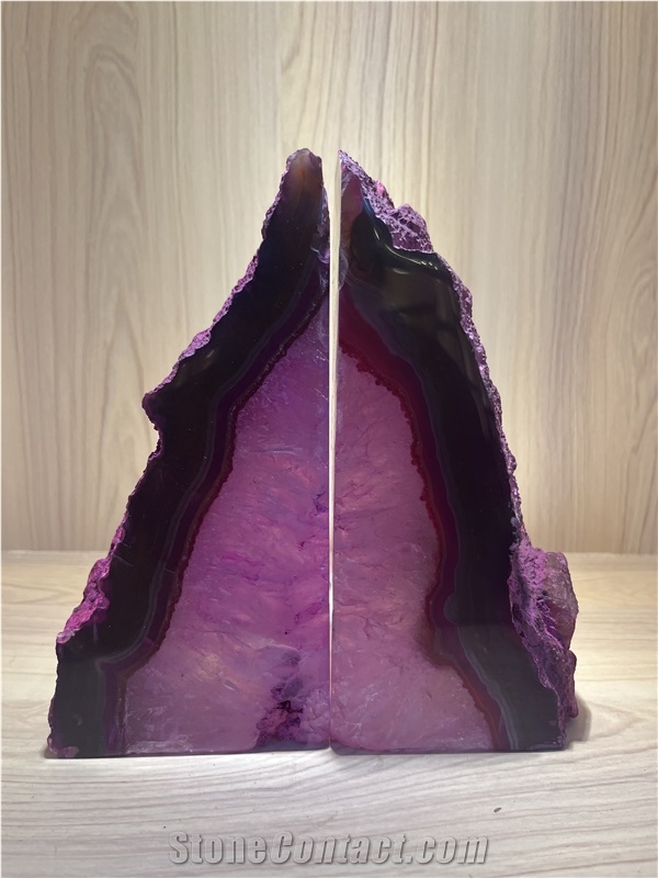 Semi-Precious Agate Bookends Polished Stone Handle