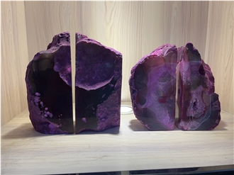 Semi-Precious Agate Bookends Polished Stone Handle