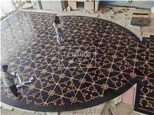St Laurent Marble Inlay Bamboo Wood Medallions Floor Tile St Laurent Marble Inlay Bamboo Wood Medallions Floor Tile