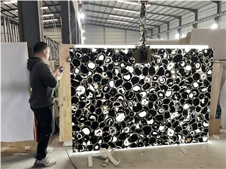 Black  Agate Blacklit Semiprecious Stone Tiles
