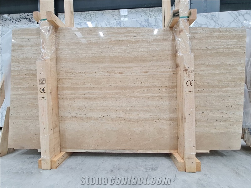Denizli Warm Walnut Vein Cut Travertine Slab & Tiles
