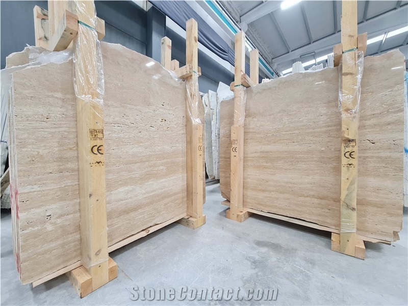 Denizli Warm Walnut Vein Cut Travertine Slab & Tiles