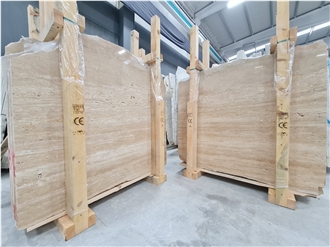 Denizli Warm Walnut Vein Cut Travertine Slab & Tiles