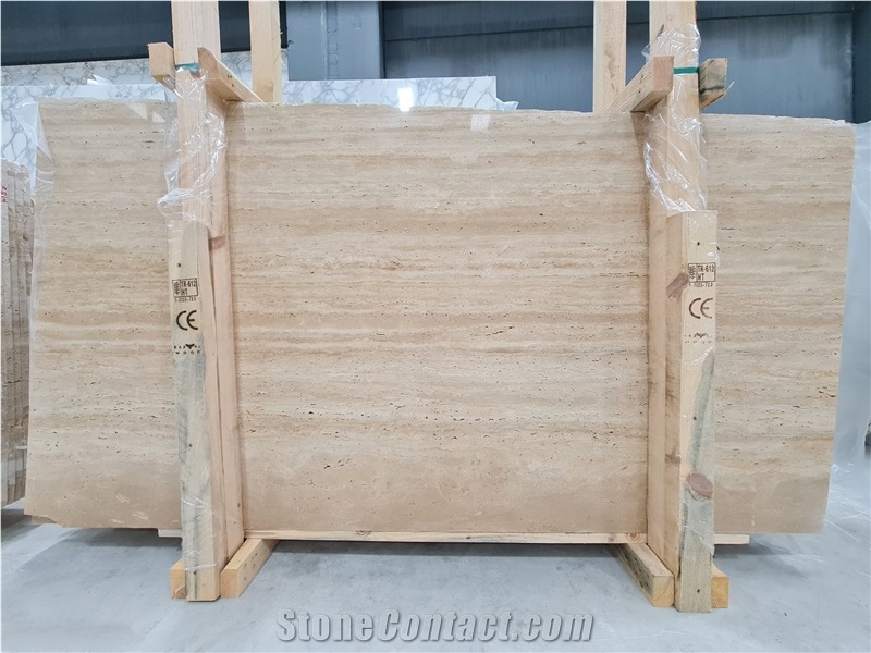 Denizli Warm Walnut Vein Cut Travertine Slab & Tiles