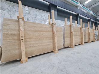 Denizli Warm Walnut Vein Cut Travertine Slab & Tiles