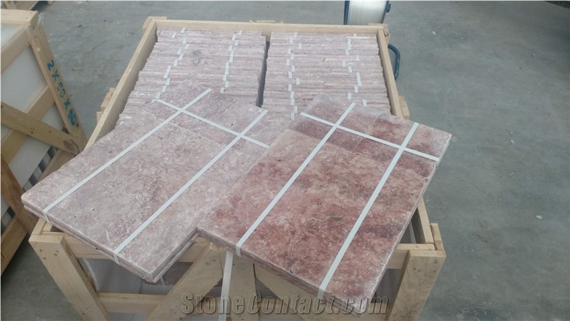 Red Travertine Flamingo Pinky Slab & Tiles