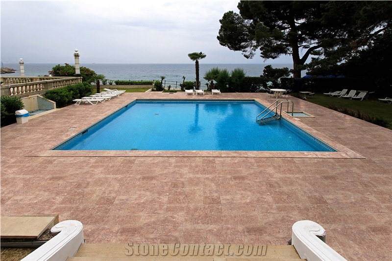 Red Travertine Flamingo Pinky Slab & Tiles