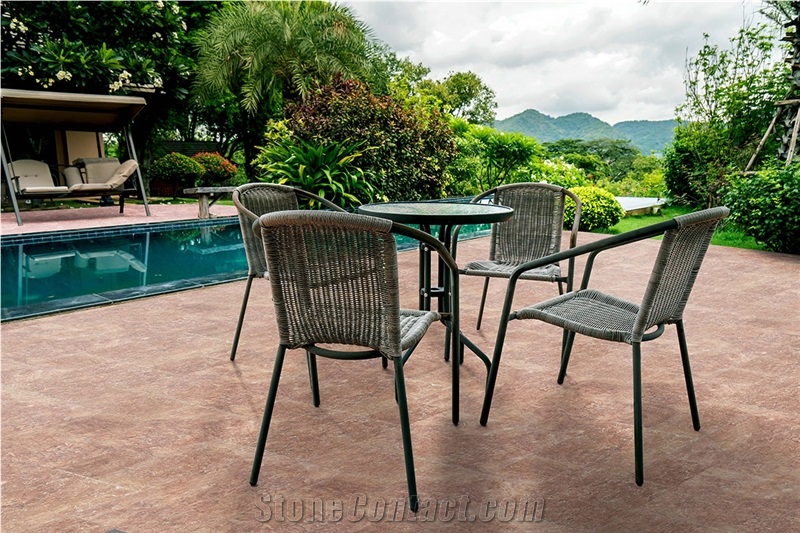 Red Travertine Flamingo Pinky Slab & Tiles