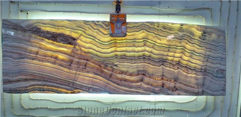 Turkish Green Cappucino Onyx Slab & Tiles