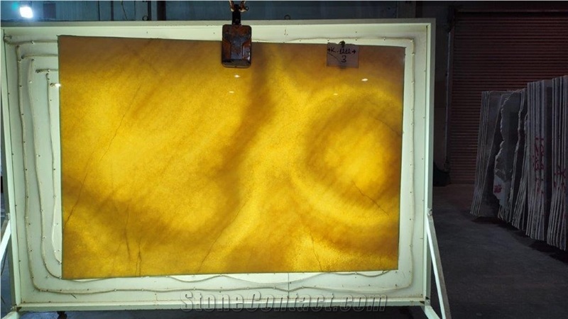 Turkish Ivory Golden Onyx Slab & Tiles