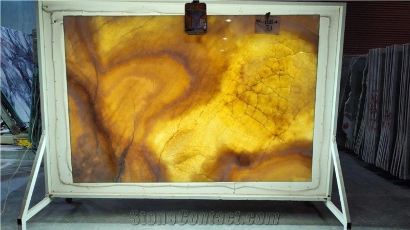 Turkish Ivory Golden Onyx Slab & Tiles