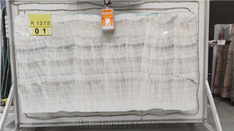 Turkish White Gray Onyx Slab & Tiles