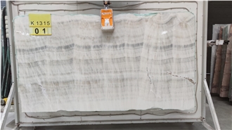 Turkish White Gray Onyx Slab & Tiles