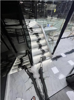 China Panda White Marble Spiral Staircase, Floor Step