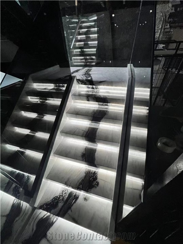 China Panda White Marble Spiral Staircase, Floor Step
