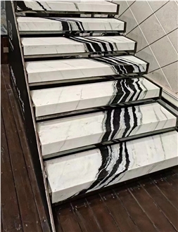 China Panda White Marble Spiral Staircase, Floor Step