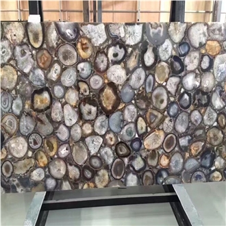 Brown Agate Round Surface Semiprecious Stone Slabs