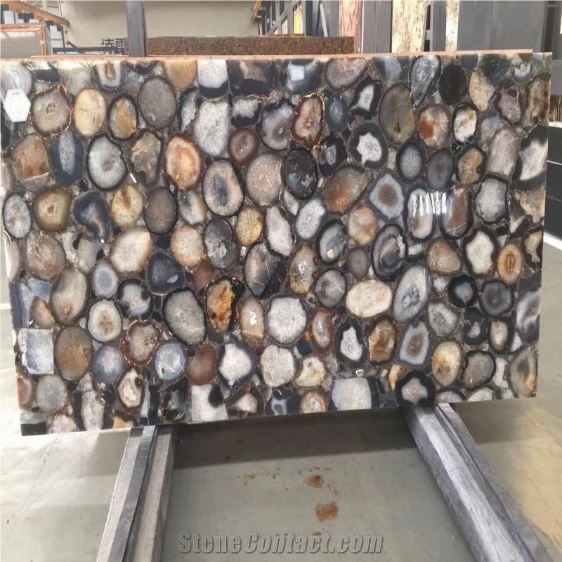 Brown Agate Round Surface Semiprecious Stone Slabs