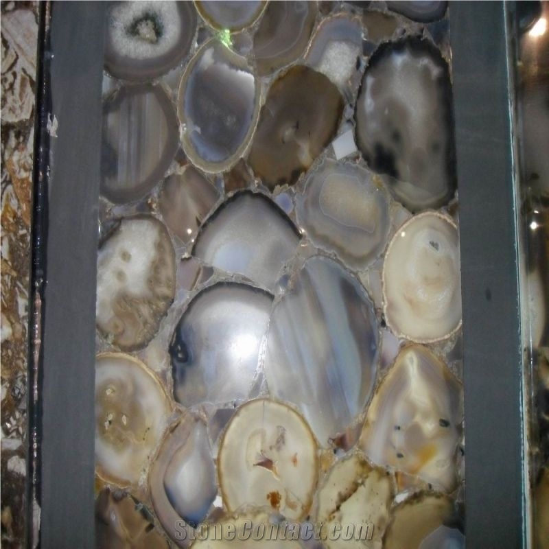 Brown Agate Round Surface Semiprecious Stone Slabs