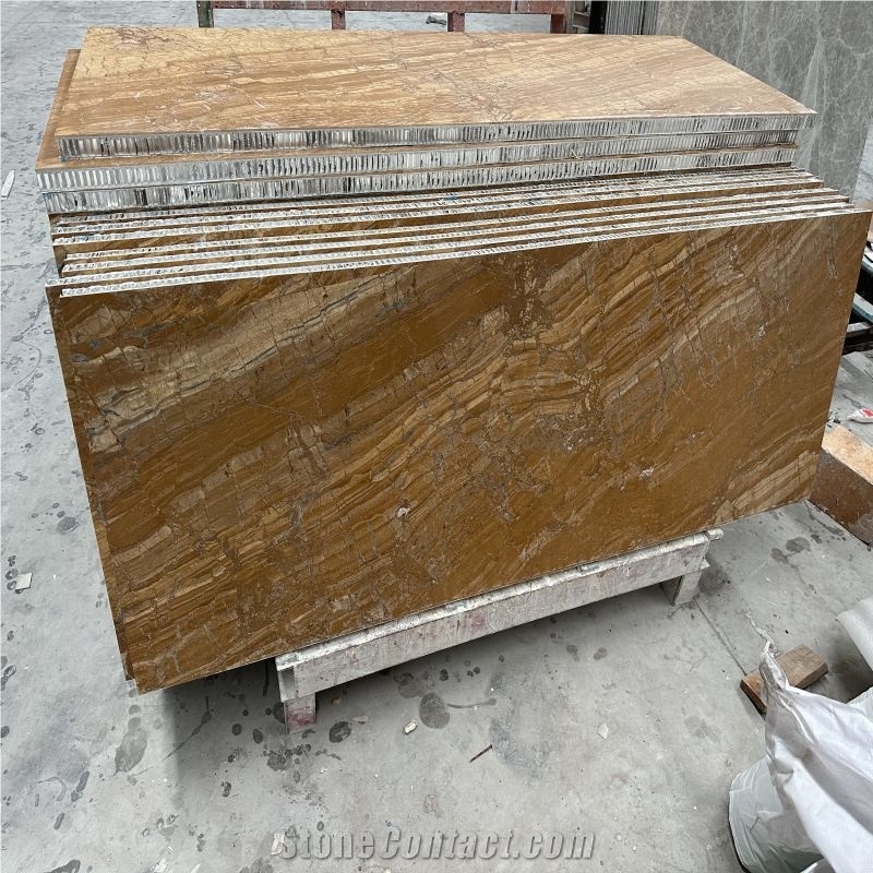 Gold Marble Tile Laminated With Aluminum Honeycomb Panels