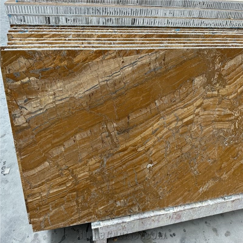 Gold Marble Tile Laminated With Aluminum Honeycomb Panels