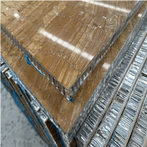 Gold Marble Tile Laminated With Aluminum Honeycomb Panels