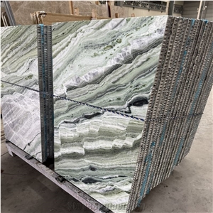 Ice Stone Green Marble Tile Laminated Wih Honeycomb Backing