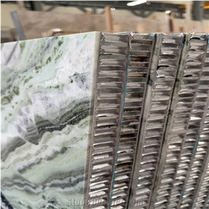 Ice Stone Green Marble Tile Laminated Wih Honeycomb Backing