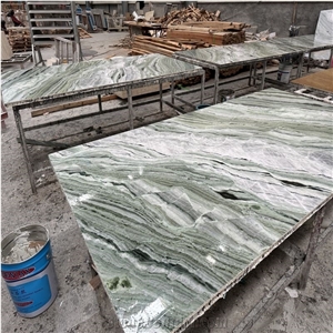 Ice Stone Green Marble Tile Laminated Wih Honeycomb Backing